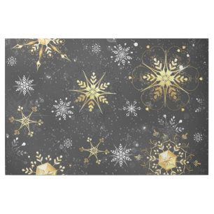 Xmas Golden Snowflakes on Black Background Gallery Wrap