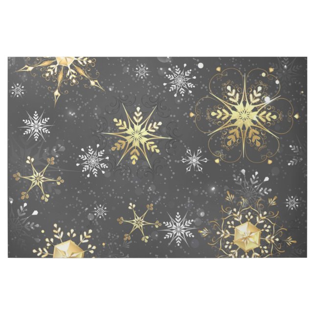 Xmas Golden Snowflakes on Black Background Gallery Wrap (Front)