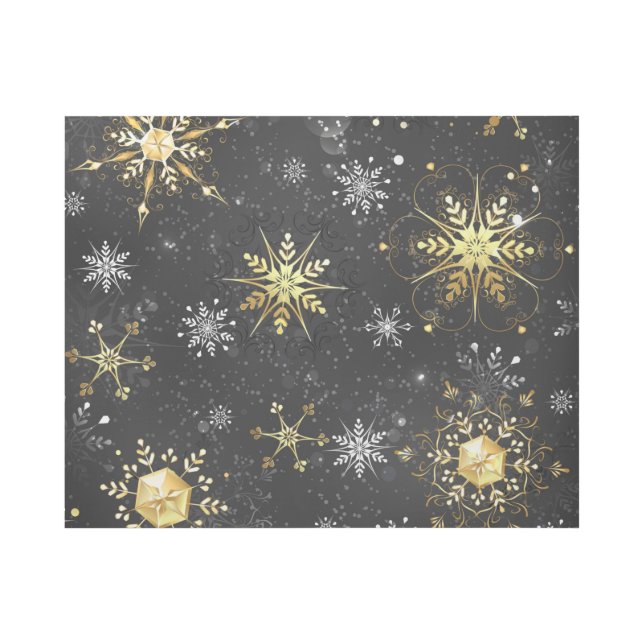 Xmas Golden Snowflakes on Black Background Gallery Wrap (Front)