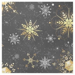 Xmas Golden Snowflakes on Black Background Gallery Wrap
