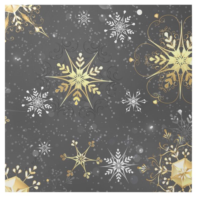 Xmas Golden Snowflakes on Black Background Gallery Wrap (Front)