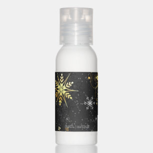 Xmas Golden Snowflakes on Black Background Hand Lotion