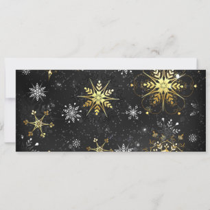 Xmas Golden Snowflakes on Black Background Invitation
