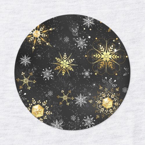 Xmas Golden Snowflakes on Black Background Labels