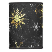Xmas Golden Snowflakes on Black Background Lamp Shade (Front)