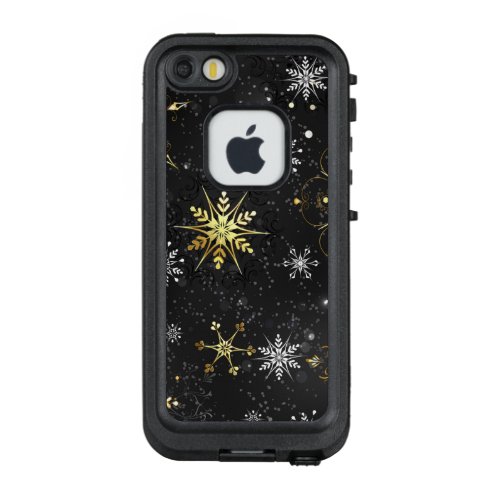 Xmas Golden Snowflakes on Black Background LifeProof FRĒ iPhone SE55s Case