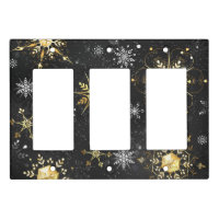 Xmas Golden Snowflakes on Black Background