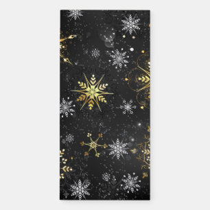 Xmas Golden Snowflakes on Black Background Magnetic Notepad