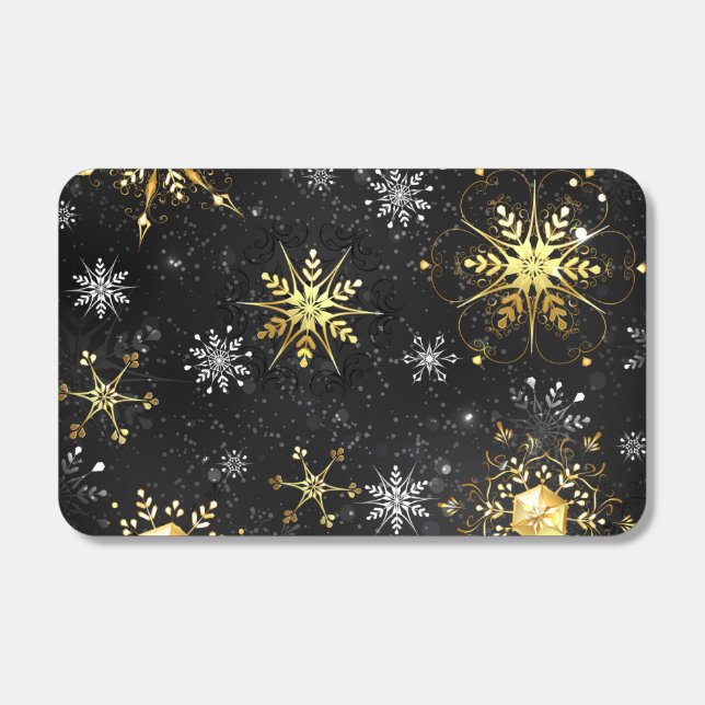 Xmas Golden Snowflakes on Black Background Matchboxes (Front)