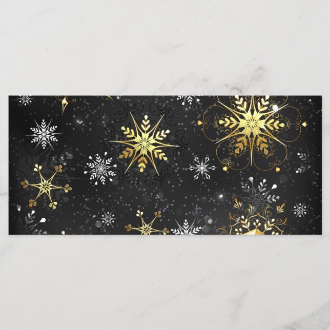 Xmas Golden Snowflakes on Black Background Menu (Front)