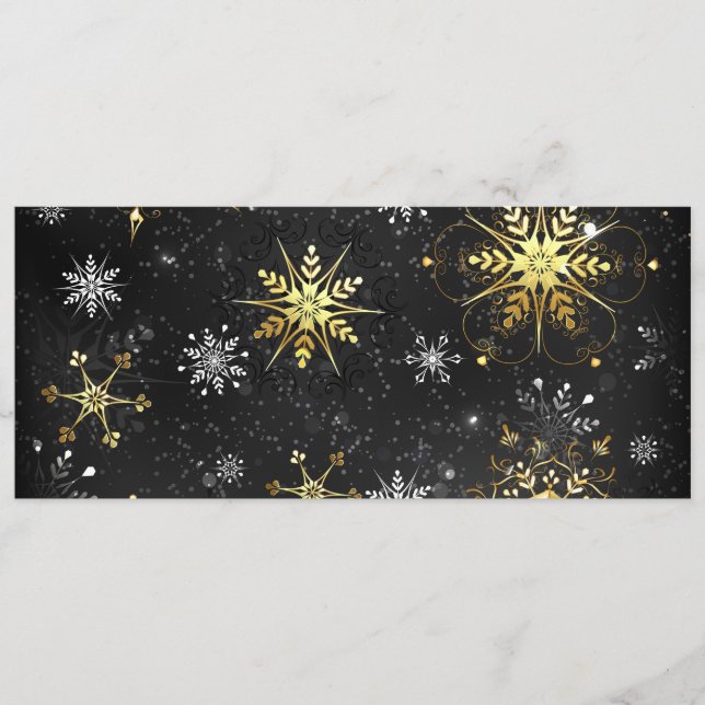 Xmas Golden Snowflakes on Black Background Menu (Front)