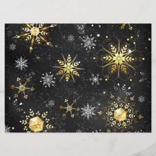 Xmas Golden Snowflakes on Black Background Menu