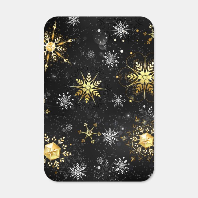 Xmas Golden Snowflakes on Black Background Metal Sign (Front)