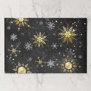 Xmas Golden Snowflakes on Black Background Paper Pad
