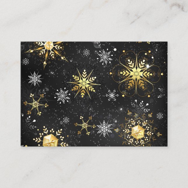 Xmas Golden Snowflakes on Black Background Referral Card (Front)