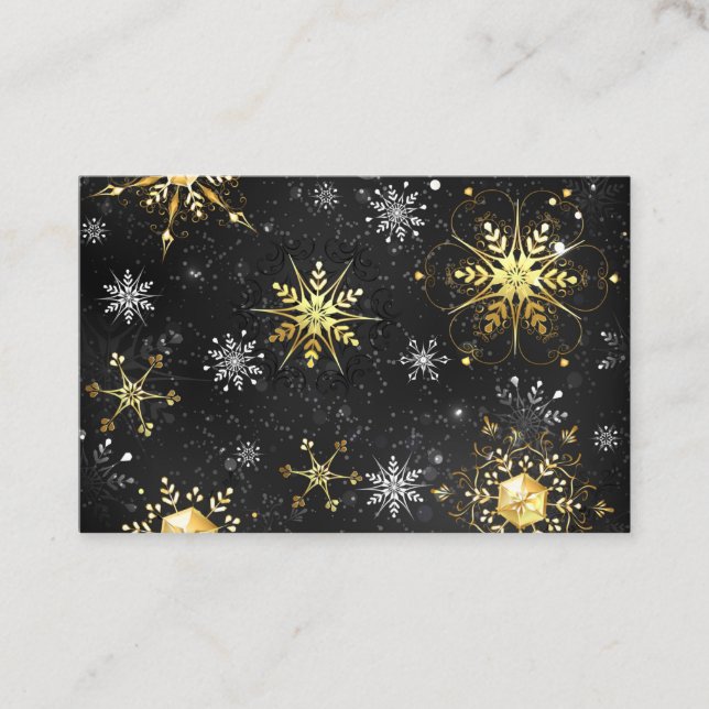 Xmas Golden Snowflakes on Black Background Referral Card (Front)