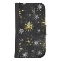 Xmas Golden Snowflakes on Black Background