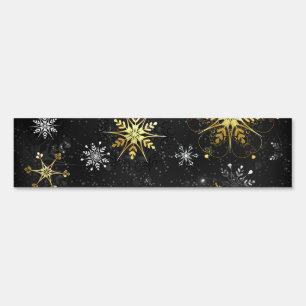 Xmas Golden Snowflakes on Black Background Sign