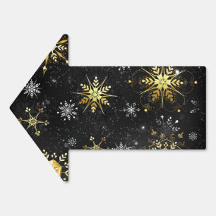 Xmas Golden Snowflakes on Black Background Sign