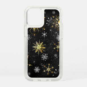 Xmas Golden Snowflakes on Black Background Speck iPhone 12 Mini Case