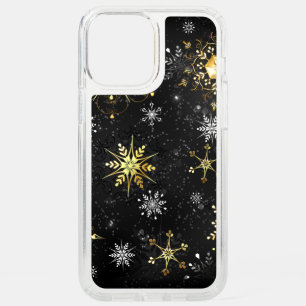 Xmas Golden Snowflakes on Black Background Speck iPhone 12 Pro Max Case