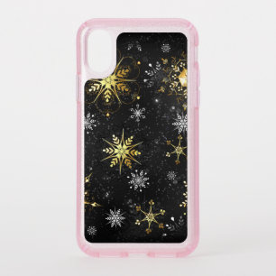 Xmas Golden Snowflakes on Black Background Speck iPhone XS Case