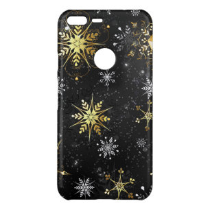 Xmas Golden Snowflakes on Black Background Uncommon Google Pixel XL Case
