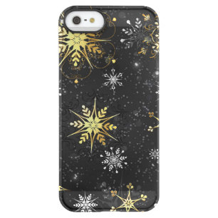 Xmas Golden Snowflakes on Black Background Permafrost iPhone SE/5/5s Case