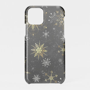 Xmas Golden Snowflakes on Black Background iPhone 11 Pro Case