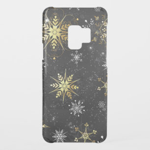 Xmas Golden Snowflakes on Black Background Uncommon Samsung Galaxy S9 Case
