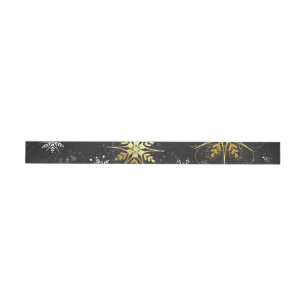 Xmas Golden Snowflakes on Black Background Wrap Around Label
