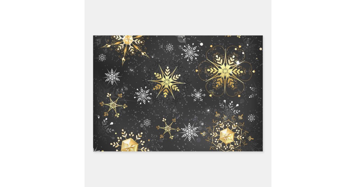Elegant Golden Black White Luxury Christmas Gift Wrapping Paper