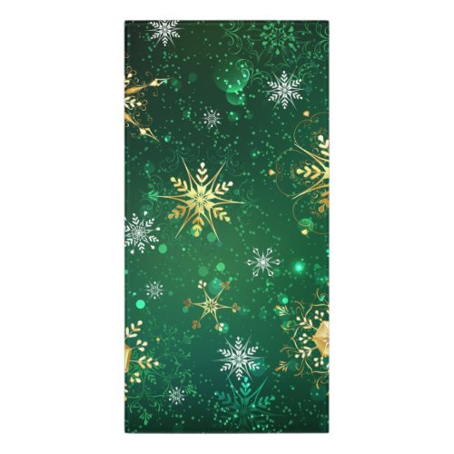 Xmas Golden Snowflakes on Green Background Door Sign