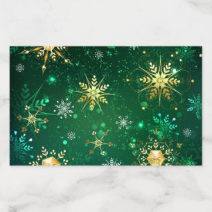 Xmas Golden Snowflakes on Green Background Envelope Liner