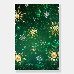 Xmas Golden Snowflakes on Green Background Foam Board
