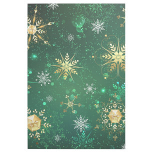 Xmas Golden Snowflakes on Green Background Gallery Wrap