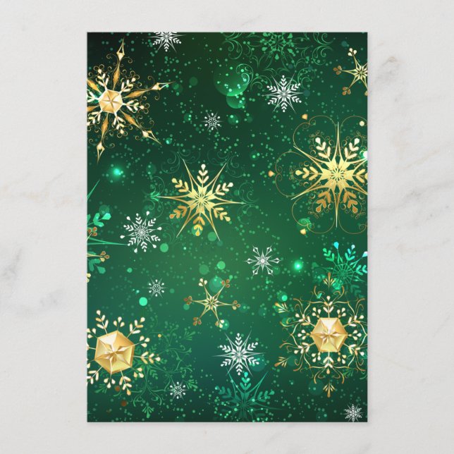 Xmas Golden Snowflakes on Green Background Menu (Front)