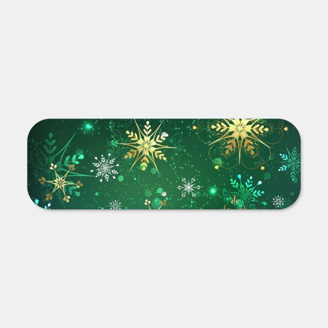 Xmas Golden Snowflakes on Green Background Metal Sign (Front)