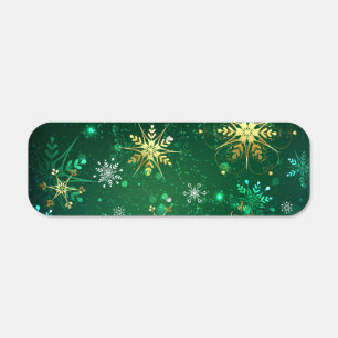 Xmas Golden Snowflakes on Green Background Metal Sign