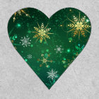Xmas Golden Snowflakes on Green Background