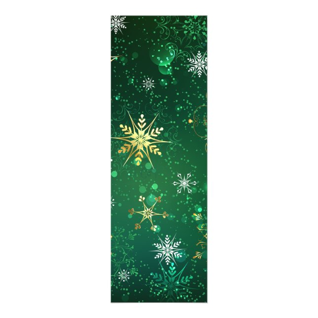 Xmas Golden Snowflakes on Green Background Photo Print (Front)
