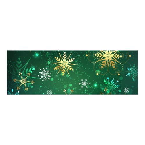 Xmas Golden Snowflakes on Green Background Photo Print