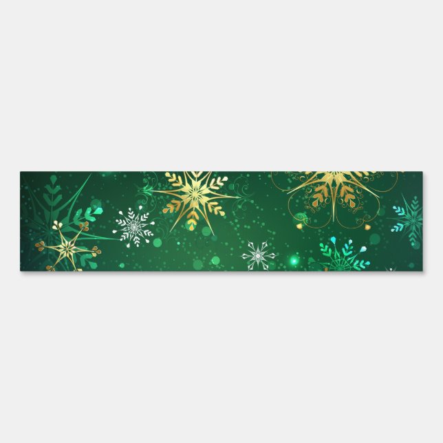 Xmas Golden Snowflakes on Green Background Sign (Front)