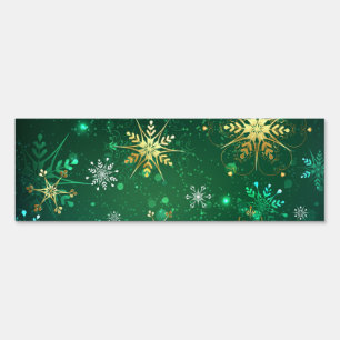 Xmas Golden Snowflakes on Green Background Sign