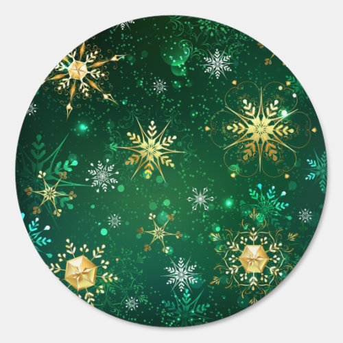 Xmas Golden Snowflakes on Green Background Sign