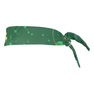 Xmas Golden Snowflakes on Green Background Tie Headband
