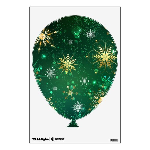 Xmas Golden Snowflakes on Green Background Wall Decal