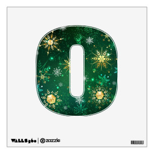 Xmas Golden Snowflakes on Green Background Wall Decal