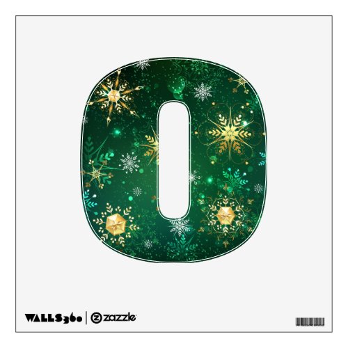 Xmas Golden Snowflakes on Green Background Wall Decal