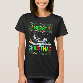 Xmas Golf Cart Lighting Santa Hat Merry Christmas T-Shirt